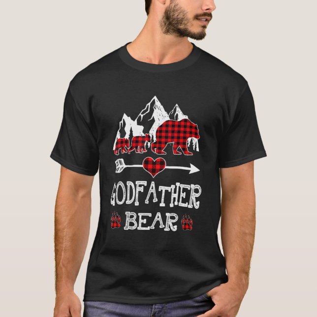 Camiseta Godfather Bear Christmas Pajama Red Plaid Buffalo  (Frente)