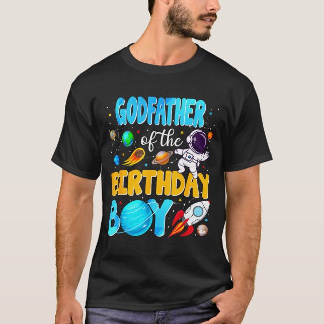 Camiseta Godfather Of The Birthday Boy Space Astronaut 1st  (Frente)