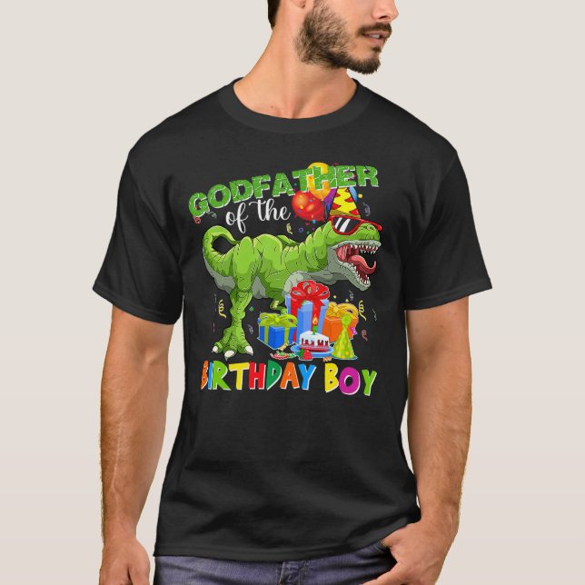 Camiseta Godfather Of The Birthday Boy T-rex Rawr Dinosaur  (Frente)