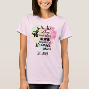 Camiseta GodFilha Sweet16 Citação Gift Braver Stronger