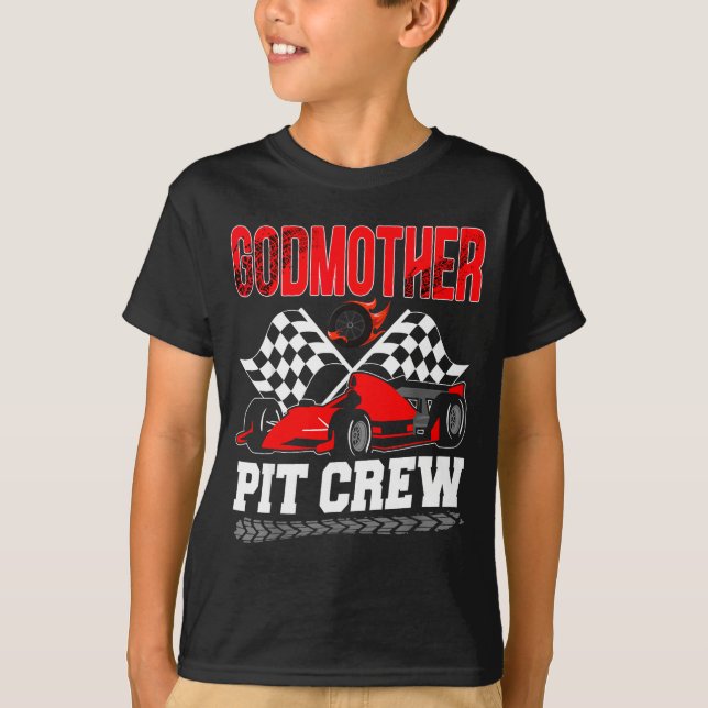 Camiseta Godmother T Crew Racing Family Race Car Birthday B (Frente)