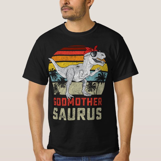 Camiseta Godmothersaurus T Rex Dinosaur Godmmãe Saurus Fa (Frente)