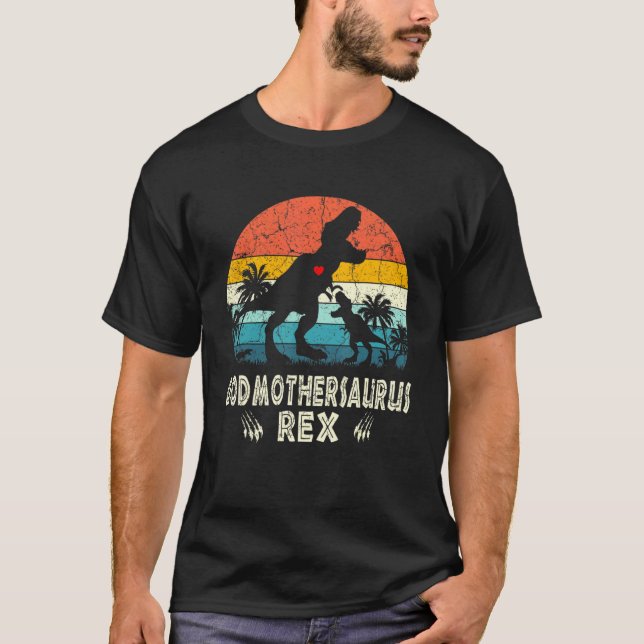 Camiseta Godmothersaurus T Rex Dinosaur Godmmãe Saurus Fa (Frente)