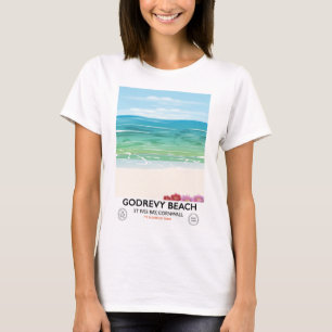 Camiseta Godrevy Beach Ruas Ives Bay, Cornwall poster de vi