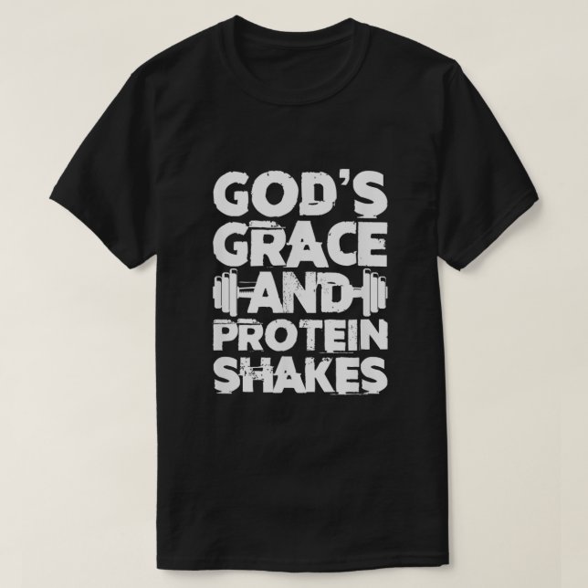 Camiseta Gods Grace E Proteína Agitam Ajustado De Ginástica (Frente do Design)