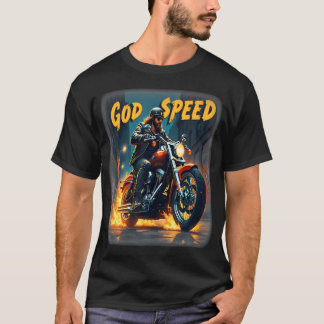 Camiseta Godspeed Jesus Biker Christian Motorcycle Faith Te