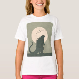 Camiseta Godzilla Minimalista Lua Silhueta Ousada de Kaij