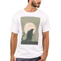 Godzilla Minimalista Lua | Silhueta Ousada de Kaij
