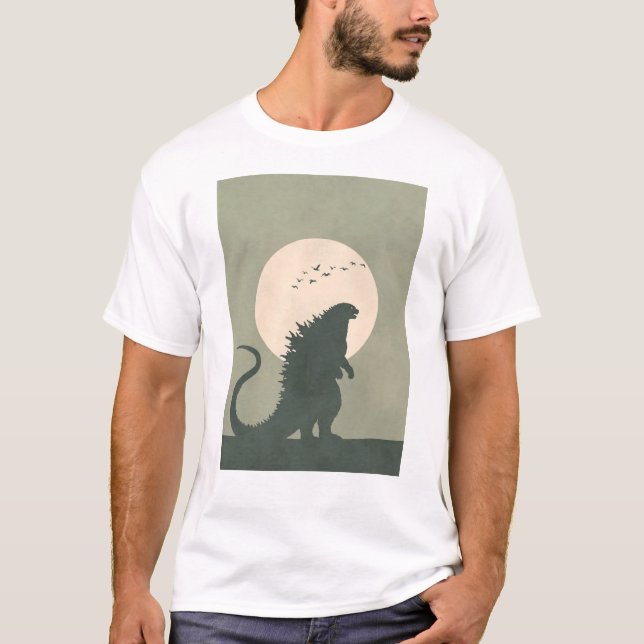 Camiseta Godzilla Minimalista Lua | Silhueta Ousada de Kaij (Frente)