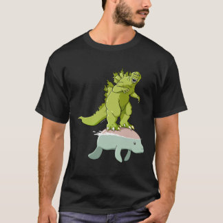 Camiseta Godzilla sobre um Manatee