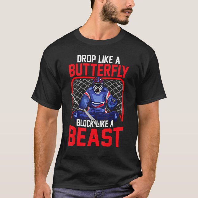 Camiseta Goeiro De Hóquei No Gelo Cai Como Um Bloco De Borb (Frente)