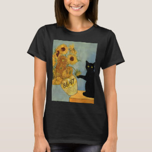 Camiseta Gogh Black Cat Com Girassóis 8647 Res Sutis