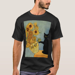 Camiseta Gogh Black Cat Com Girassóis 8647 Res Sutis