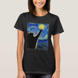 Camiseta Gogh Starry Night Cat. - Ajustado de clique, Cat L
