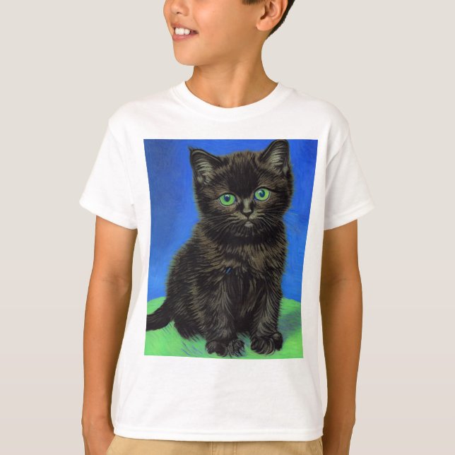 Camiseta Gogh Style Black Kitten (Frente)