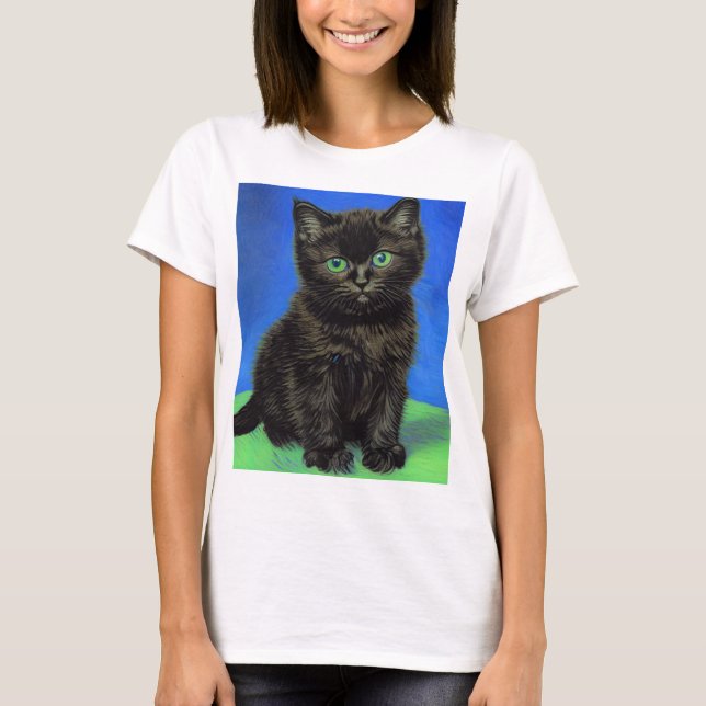 Camiseta Gogh Style Black Kitten (Frente)