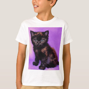 Camiseta Gogh Style Purple Cat