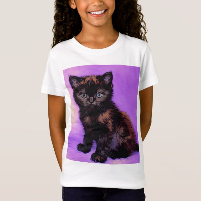 Camiseta Gogh Style Purple Cat (Frente)