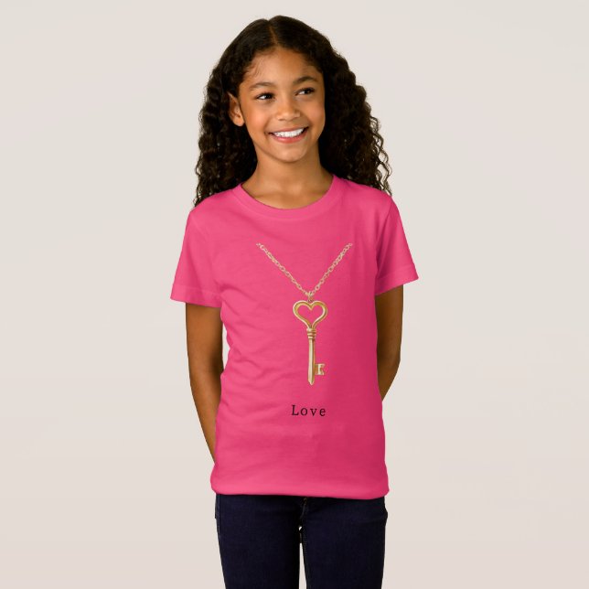 Camiseta Gold Chain Heart Necklace Love (Frente Completa)