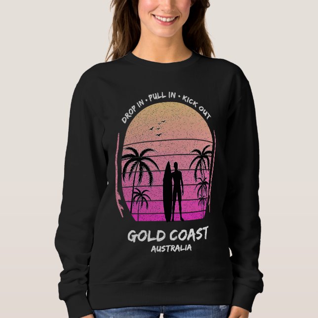 Camiseta Gold Coast Australia Palms Drop Pull Kick Surfing  (Frente)