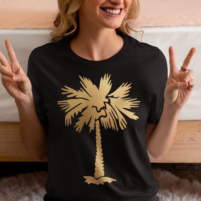 Camiseta Gold Foil Olhe Palm Tree Summer Beach (Criador carregado)