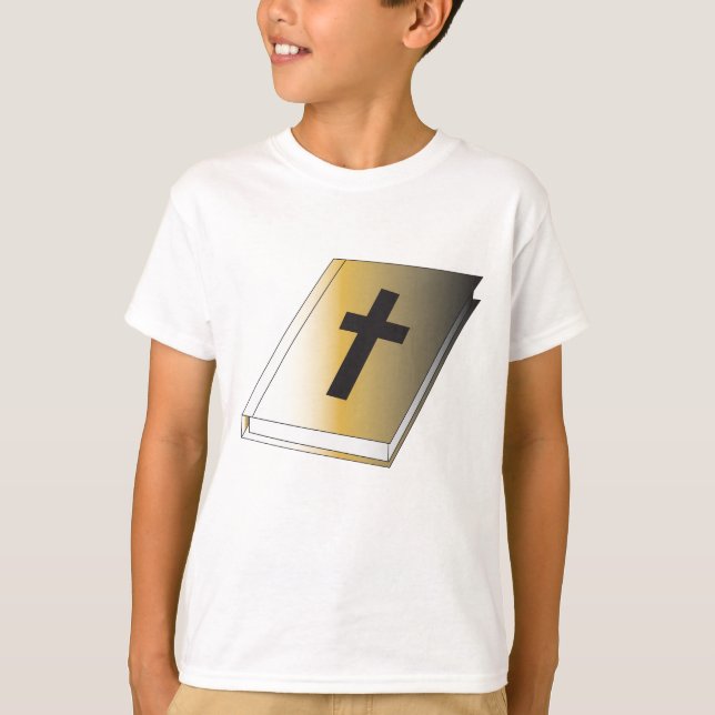 Camiseta Gold Holy Bible with Black Cross Religious (Frente)