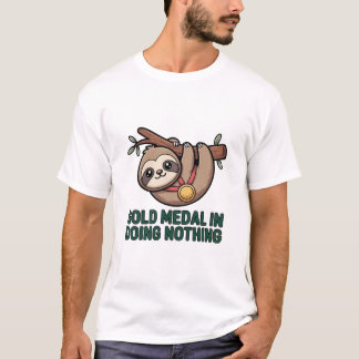 Camiseta Gold Medal In Doing Nothing Funny Lazy Sloth T-Shi