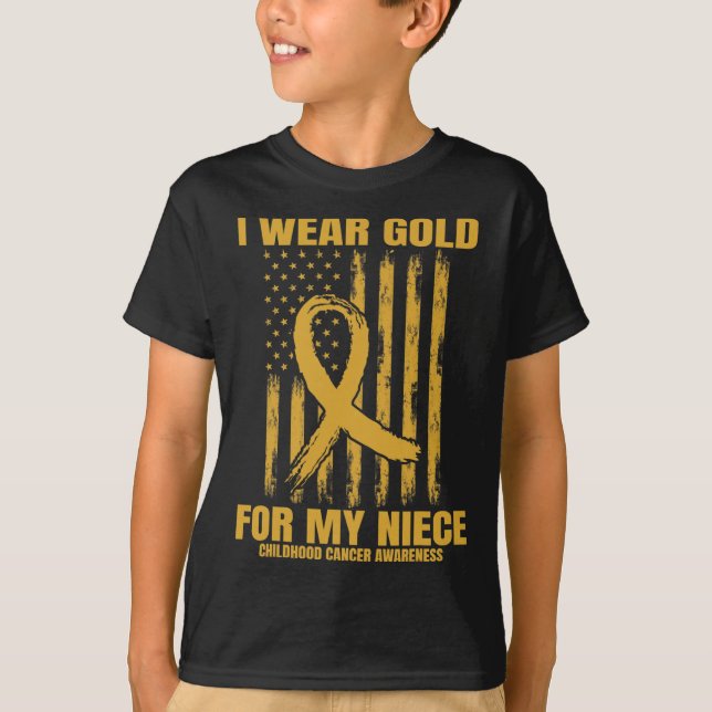 Camiseta Gold Ribbon Niece Childhood Cancer Awareness Ameri (Frente)