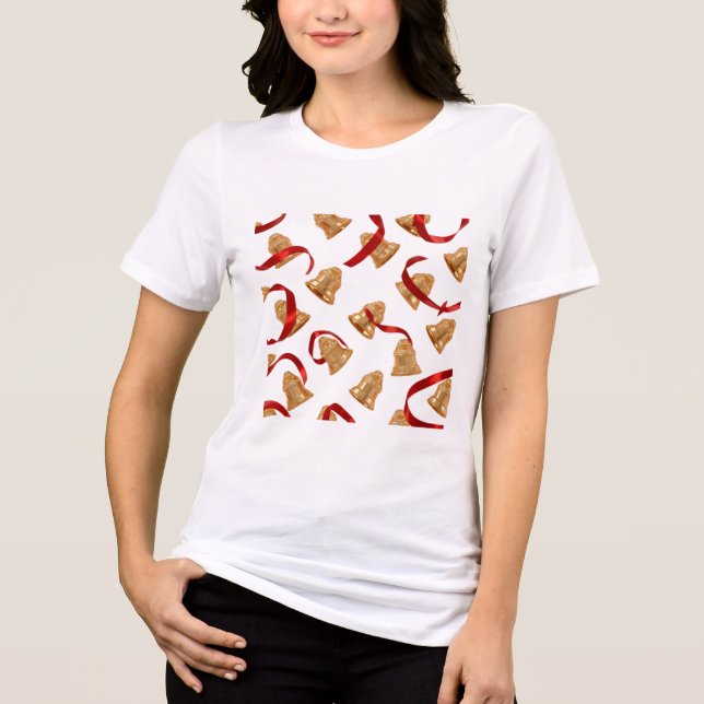 Camiseta Golden Bells & Ribbon Pattern (Frente)