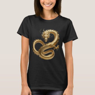 Camiseta Golden Chinese Dragon Art | Mythical Creature Fant