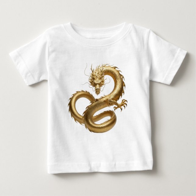 Camiseta Golden Chinese Dragon Art | Mythical Creature Fant (Frente)