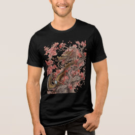 Camiseta Golden Dragon in Sakura Tree Artwork