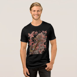 Camiseta Golden Dragon in Sakura Tree Artwork