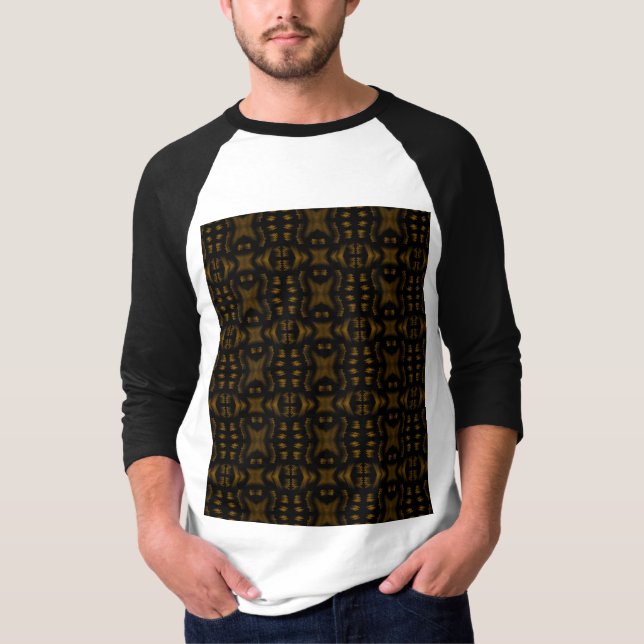 Camiseta Golden Obsidian Tribal Ikat Pattern (Frente)
