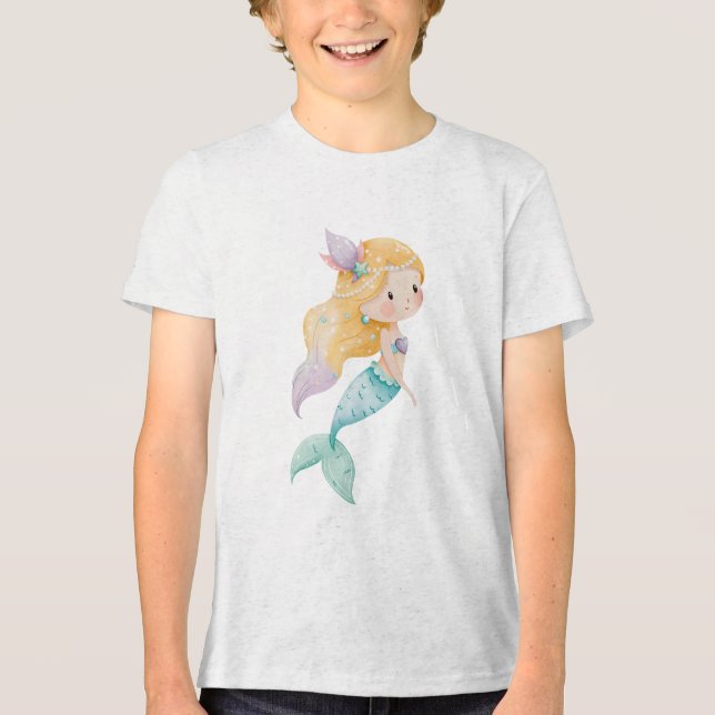 Camiseta Golden Pearl Mermaid Illustration (Frente)
