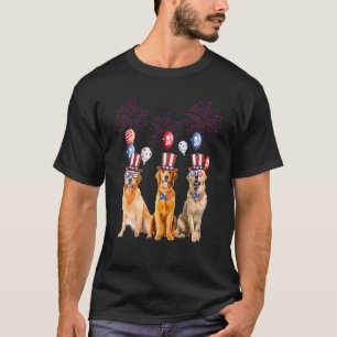 Camiseta Golden Retriever 4 De Julho Homens Mulheres Ameri