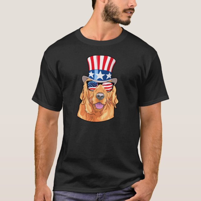 Camiseta Golden retriever América 4o da bandeira de julho (Frente)