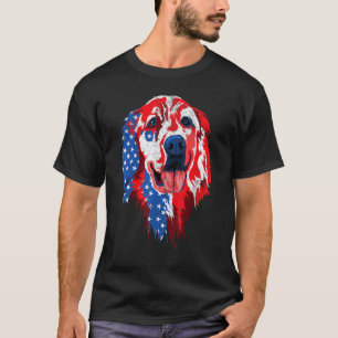 Camiseta Golden Retriever Americano Bandeira Dos EUA 4 De J
