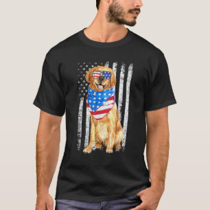 Camiseta Golden Retriever Bandeira Americana Cão Patriótico