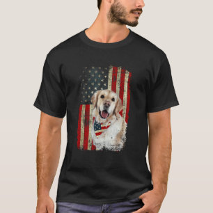 Camiseta Golden Retriever Bandeira dos EUA Quarto 4 de Jul