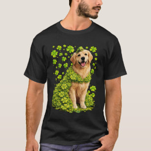 Camiseta Golden Retriever com Shamrocks Trevos St Patrick