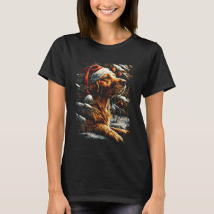 Camiseta Golden Retriever de Natal com Chapéu de Papai Noel