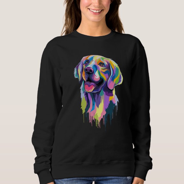 Camiseta Golden Retriever Dog Face Watercolor Colorful Pop (Frente)