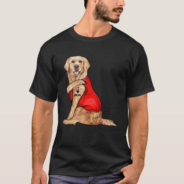 Camiseta golden retriever dog I love mum tattoo (Frente)