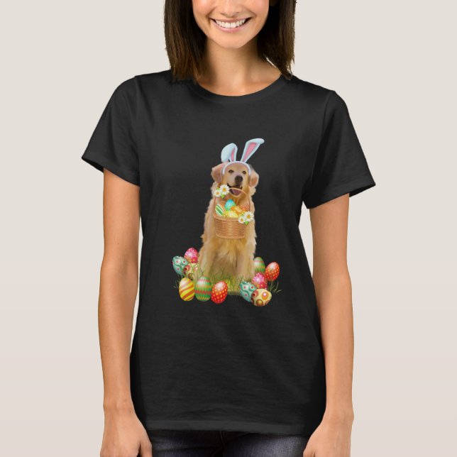 Camiseta Golden Retriever Easter Day Bunny Eggs Easter Cost (Frente)