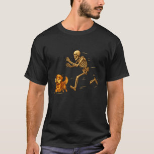 Camiseta Golden Retriever engraçado rouba osso do esqueleto