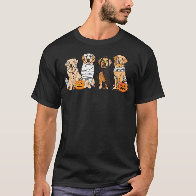 Camiseta Golden Retriever Ghost Halloween Trick Or Treat Do (Frente)