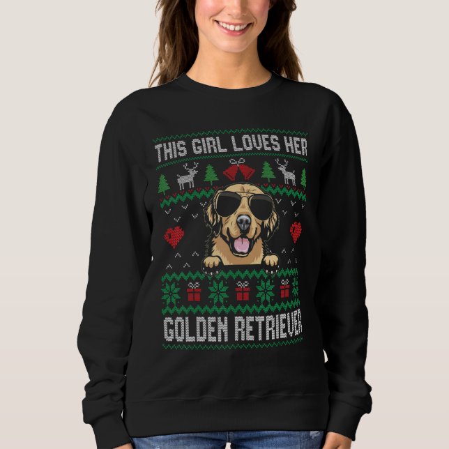 Camiseta Golden Retriever Girl Cool Ugly Christmas for Dog  (Frente)
