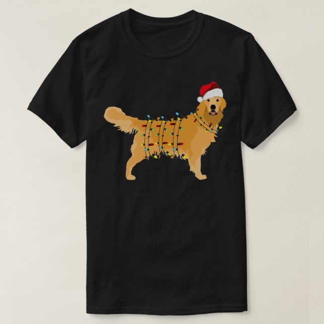 Camiseta Golden Retriever Holiday Christmas Light Gift Hall (Frente do Design)