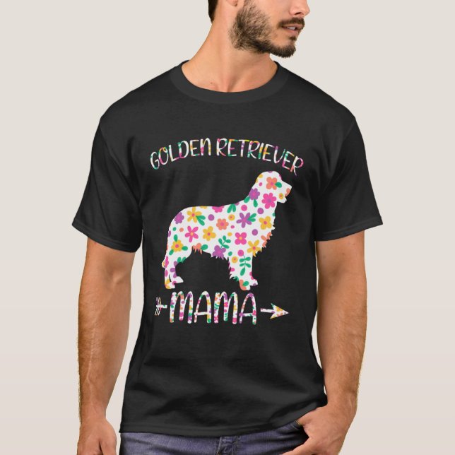 Camiseta Golden Retriever Mama Floral Dog Mom Mothers Day (Frente)